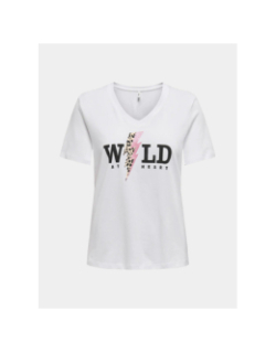 T-shirt col v henny wild blanc femme - Only