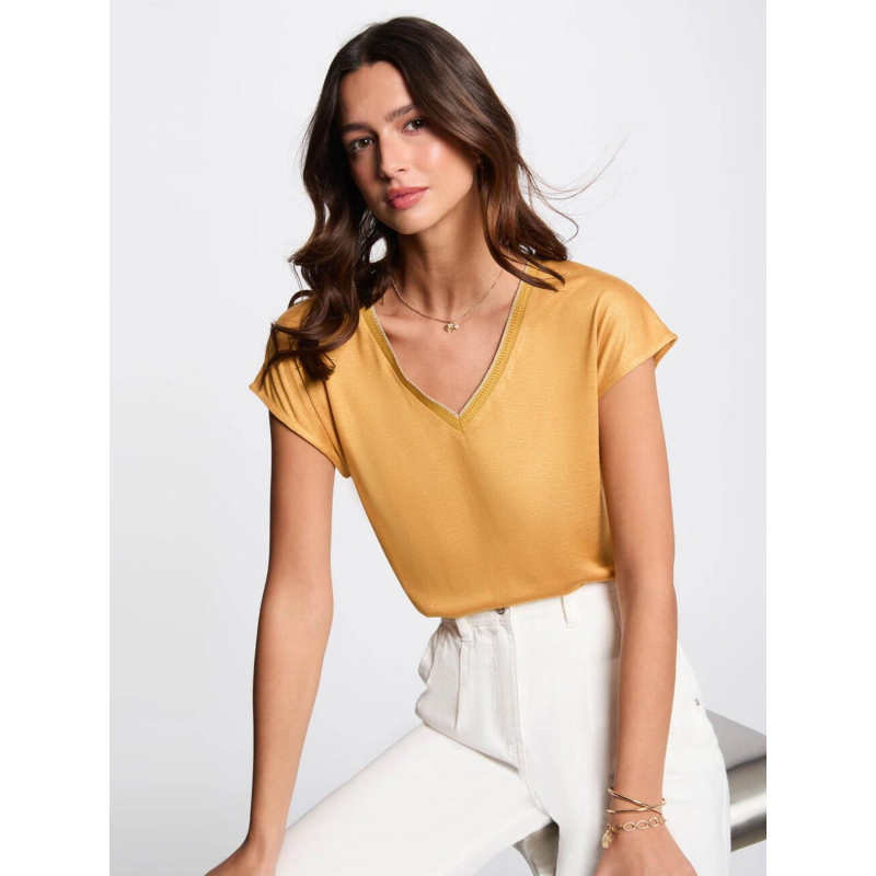 T-shirt pailleté daga jaune femme - Morgan