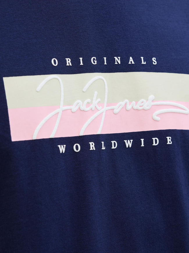 T-shirt frederiksberg box script bleu marine homme - Jack & Jones