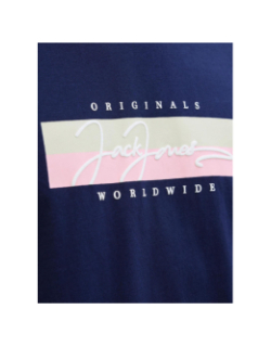 T-shirt frederiksberg box script bleu marine homme - Jack & Jones