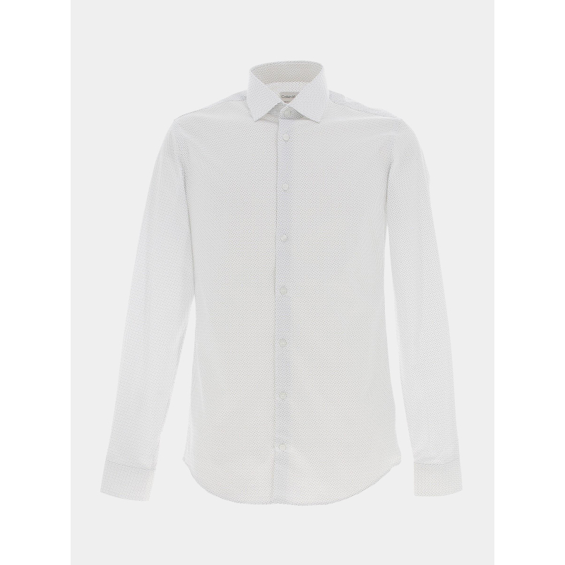 Chemise stretch collar print blanc homme - Calvin Klein
