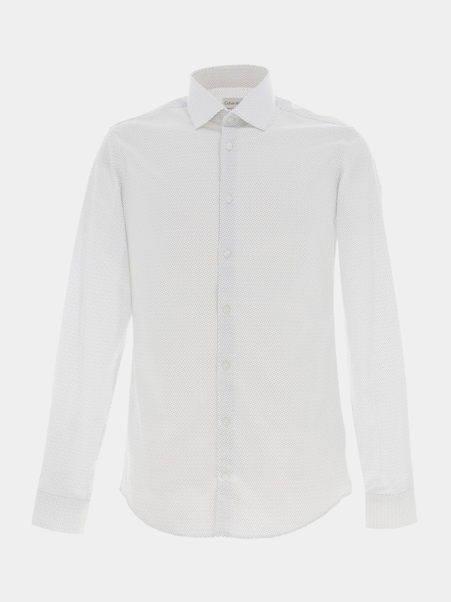 Chemise stretch collar print blanc homme - Calvin Klein