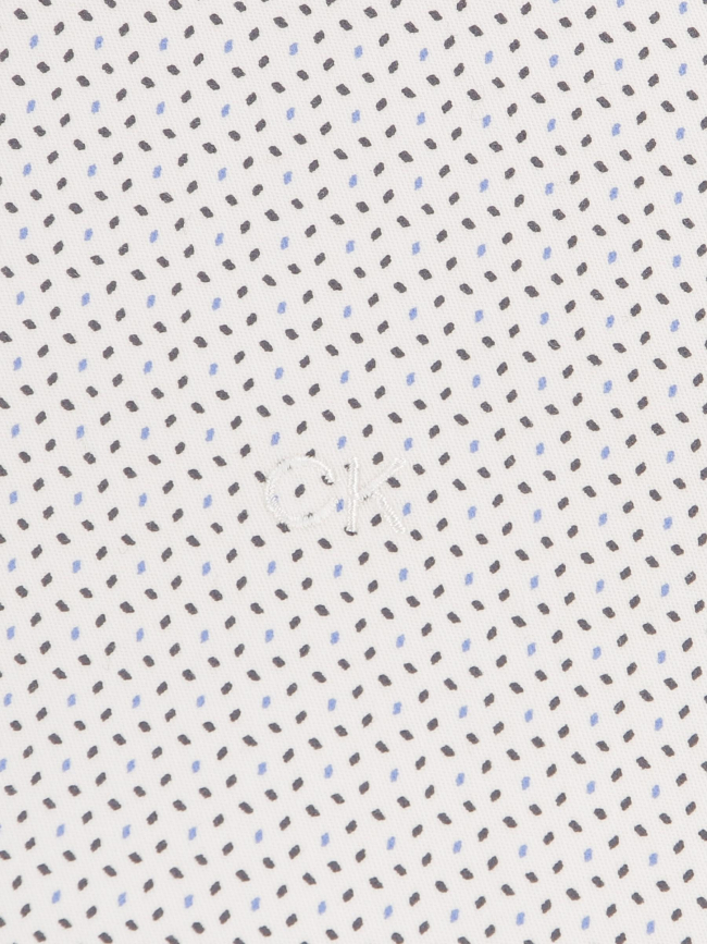Chemise stretch collar print blanc homme - Calvin Klein