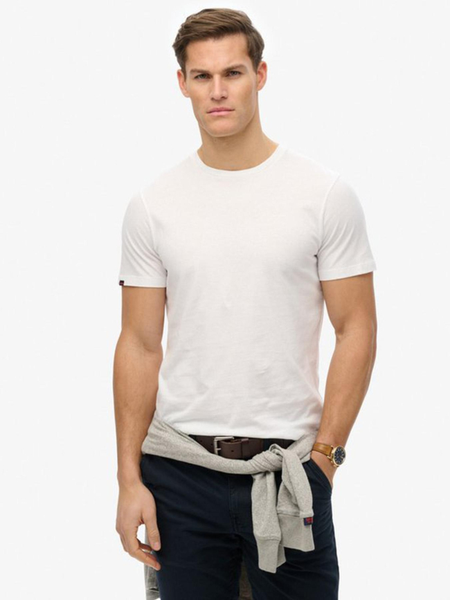 T-shirt crew slub optic blanc homme - Superdry