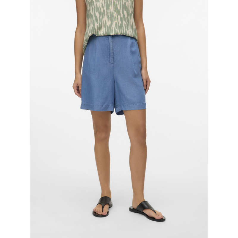 Short fluide effet denim fleur bleu femme - Vero Moda