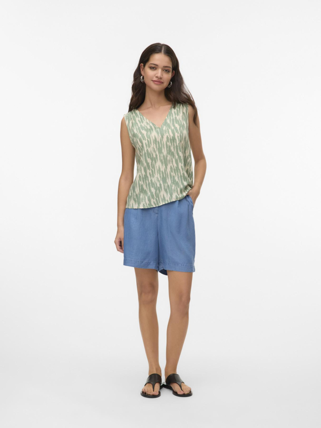 Short fluide effet denim fleur bleu femme - Vero Moda