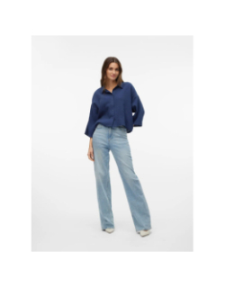 Chemisier crop gaz de coton natali bleu marine femme - Vero Moda