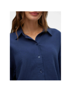 Chemisier crop gaz de coton natali bleu marine femme - Vero Moda