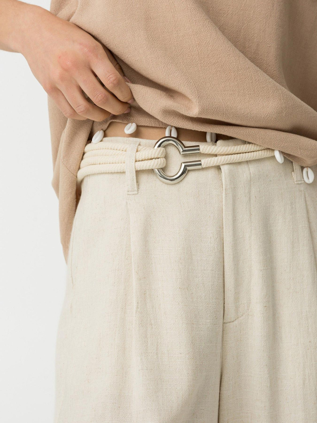 Pantalon en lin joana 5 beige femme - Tiffosi