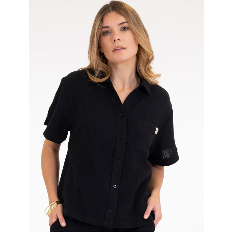 Chemise de plage oriane noir femme - Happy & So