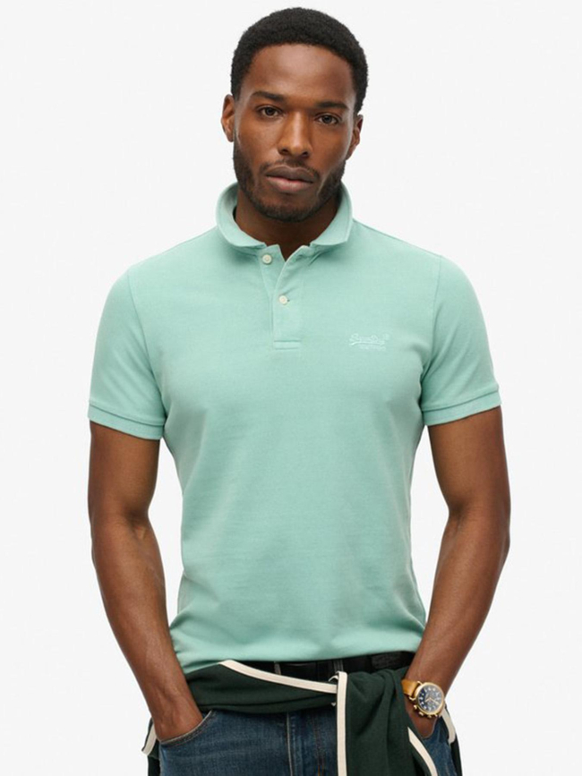 Polo vintage destroy bleu clair homme - Superdry