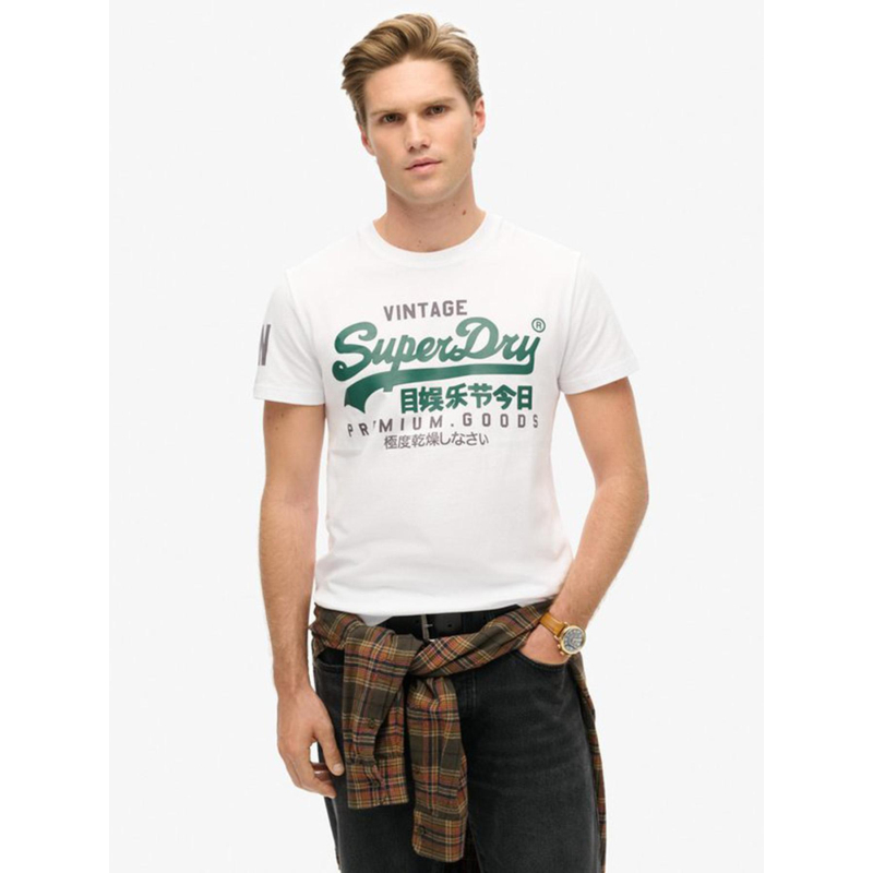 T-shirt vintage logo optic blanc homme - Superdry