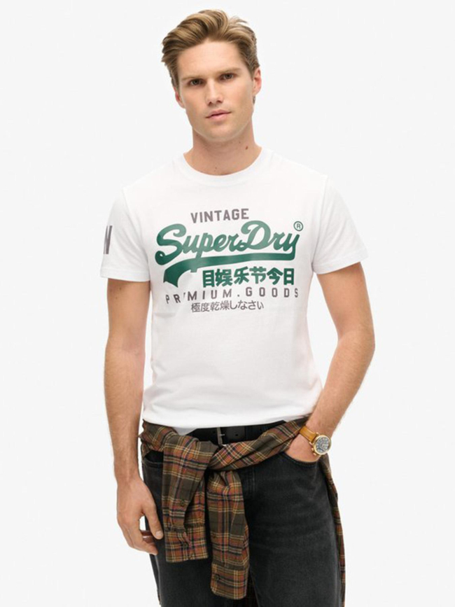 T-shirt vintage logo optic blanc homme - Superdry
