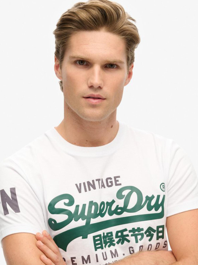 T-shirt vintage logo optic blanc homme - Superdry
