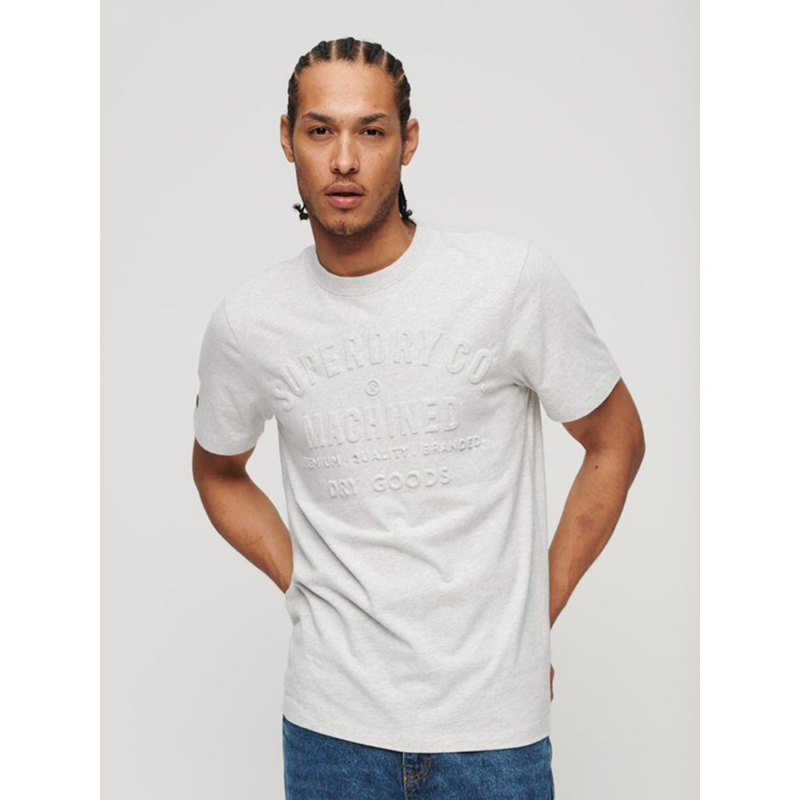T-shirt logo embossé worwear chiné gris homme - Superdry