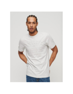 T-shirt logo embossé worwear chiné gris homme - Superdry