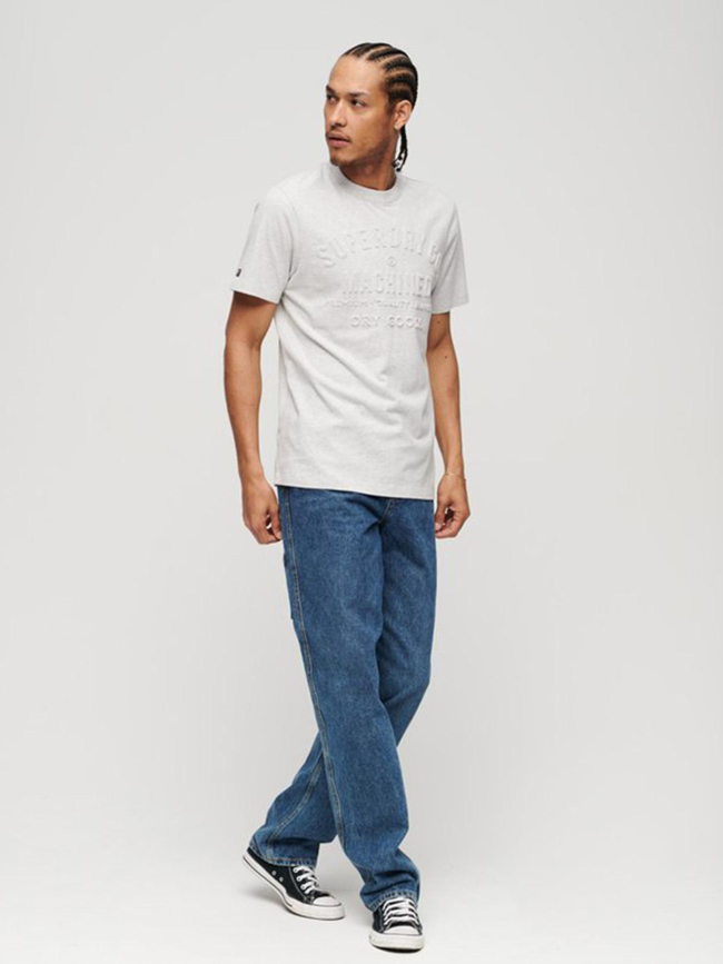 T-shirt logo embossé worwear chiné gris homme - Superdry