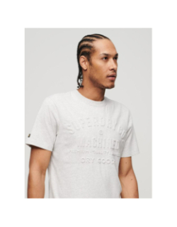 T-shirt logo embossé worwear chiné gris homme - Superdry
