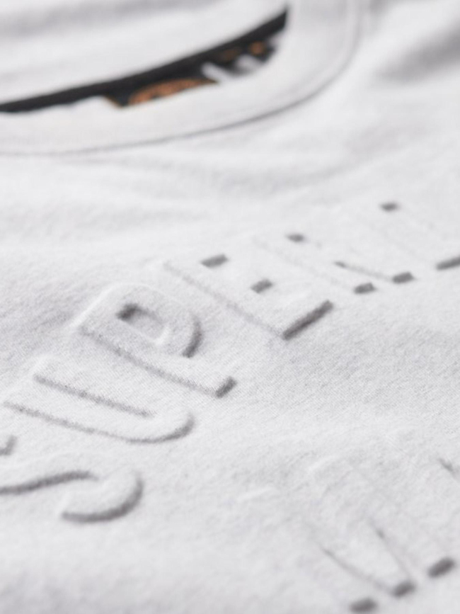 T-shirt logo embossé worwear chiné gris homme - Superdry