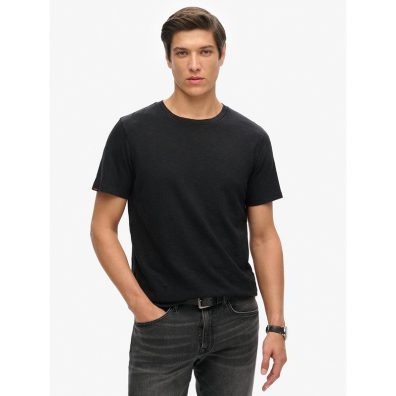 T-shirt crew slub chiné noir homme - Superdry