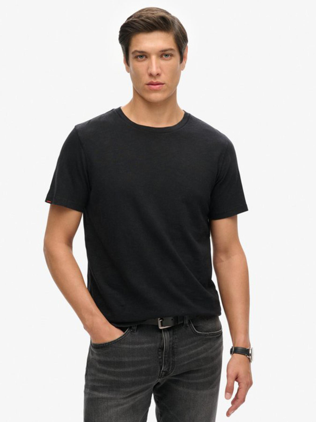 T-shirt crew slub chiné noir homme - Superdry
