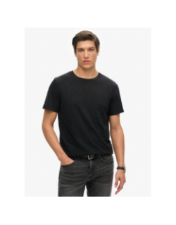 T-shirt crew slub chiné noir homme - Superdry
