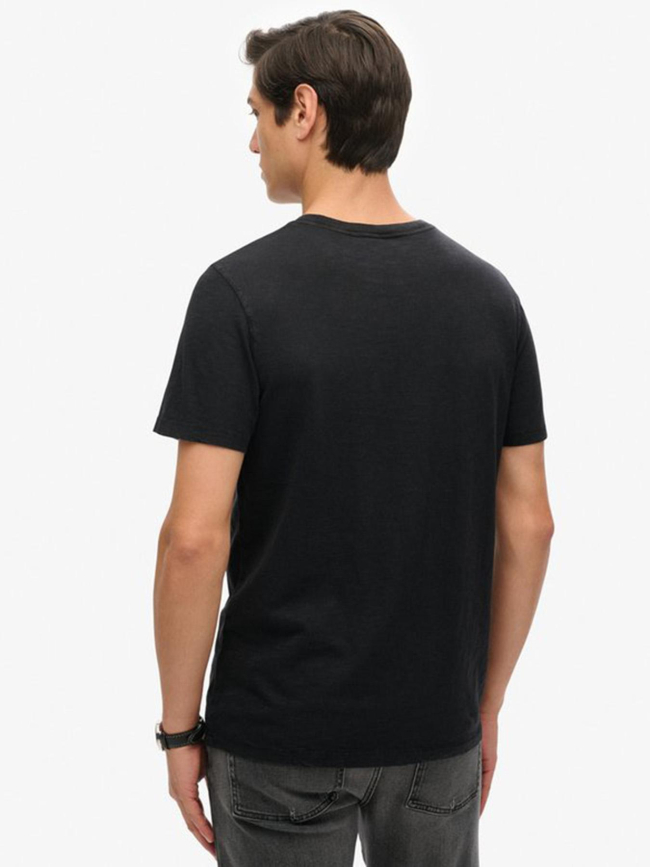 T-shirt crew slub chiné noir homme - Superdry