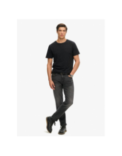 T-shirt crew slub chiné noir homme - Superdry