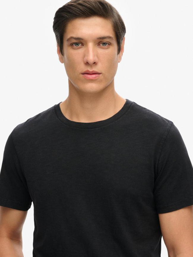 T-shirt crew slub chiné noir homme - Superdry
