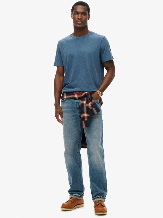 T-shirt crew slub dry slate bleu homme - Superdry