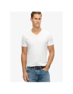 T-shirt col v optic blanc homme - Superdry