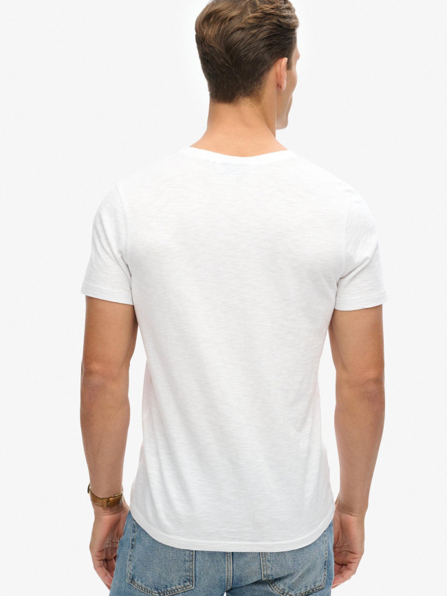 T-shirt col v optic blanc homme - Superdry