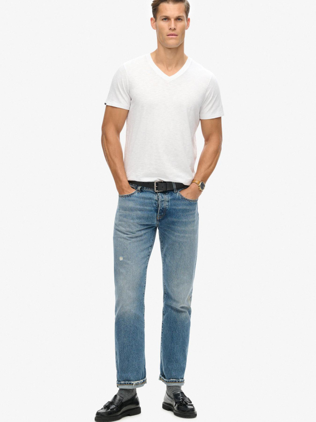 T-shirt col v optic blanc homme - Superdry