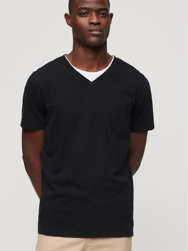 T-shirt col v délavé noir homme - Superdry