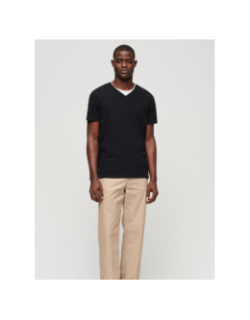T-shirt col v délavé noir homme - Superdry