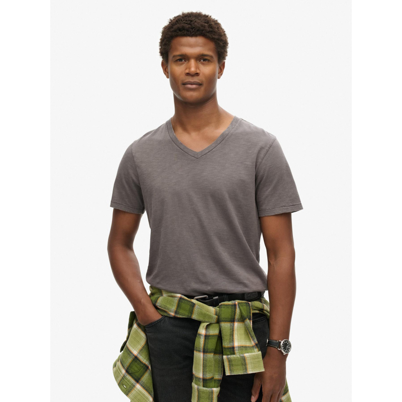 T-shirt col v gris homme - Superdry