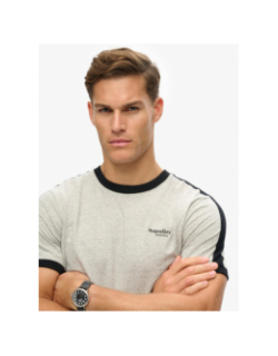 T-shirt logo retro chiné gris homme - Superdry