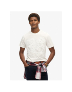 T-shirt logo embossé archive blanc homme - Superdry