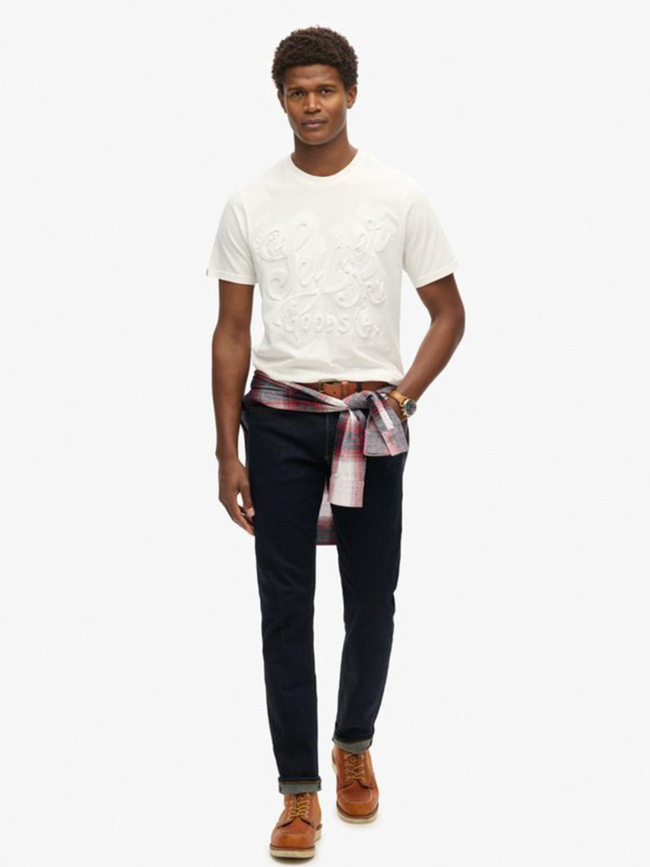 T-shirt logo embossé archive blanc homme - Superdry