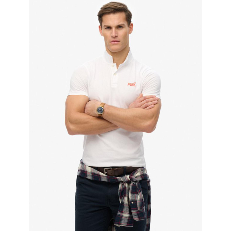 Polo essential logo neon blanc homme - Superdry