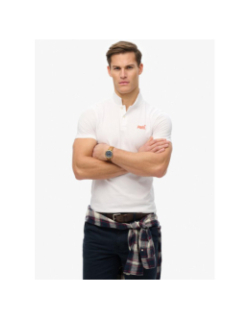 Polo essential logo neon blanc homme - Superdry