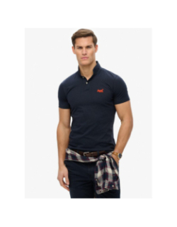 Polo essential logo neon bleu marine homme - Superdry