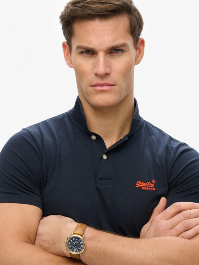 Polo essential logo neon bleu marine homme - Superdry