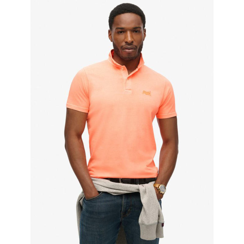 Polo essential logo neon fluo orange homme - Superdry