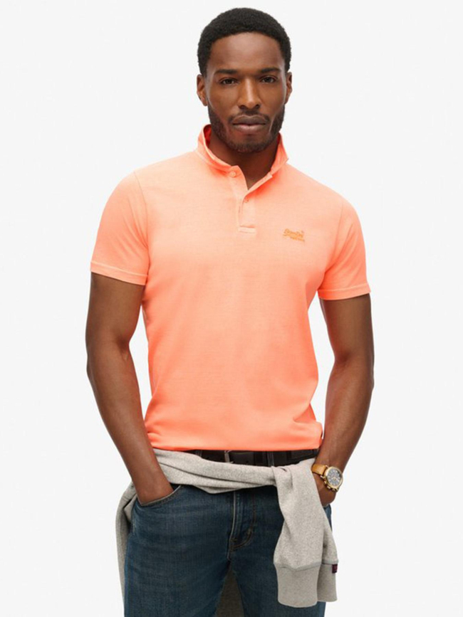 Polo essential logo neon fluo orange homme - Superdry