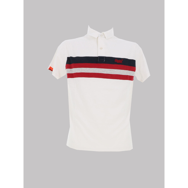 Polo léger stripe blanc homme - Superdry