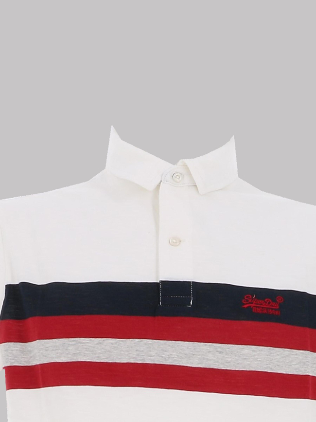 Polo léger stripe blanc homme - Superdry