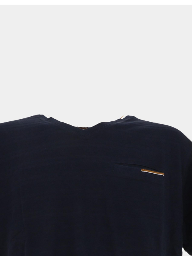 T-shirt à col v jacquard bleu marine homme - Rms 26