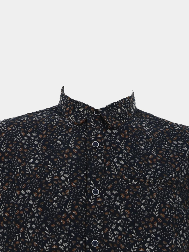 Chemise à micro imprimé feuillage bleu marine homme - Rms 26