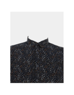 Chemise à micro imprimé feuillage bleu marine homme - Rms 26